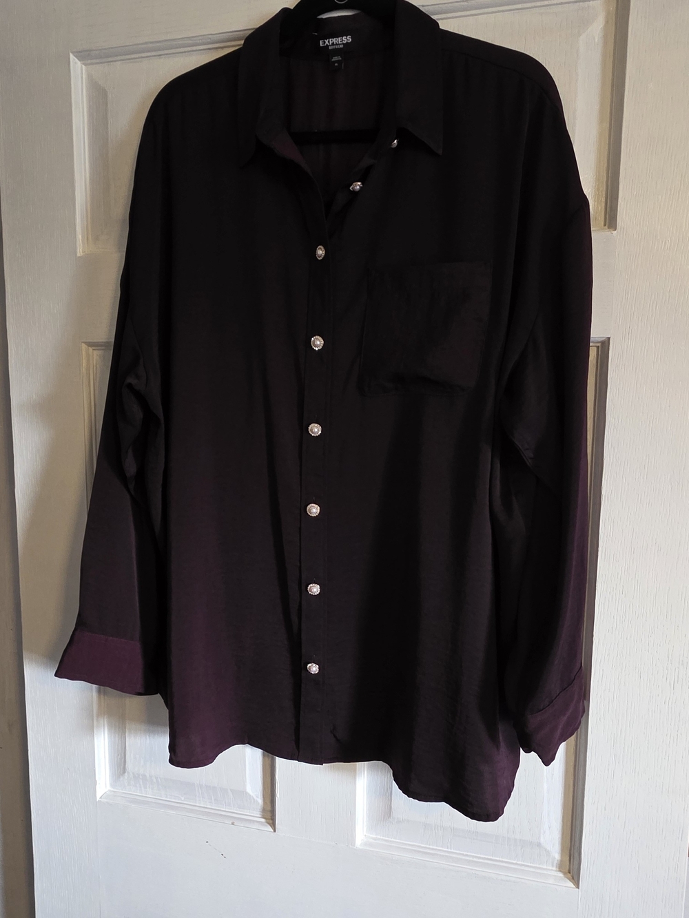 Express Deep Purple Pearl Button-Down Shirt